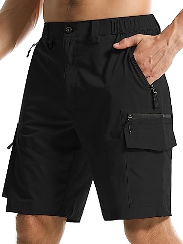 LECOONMX Pantalones Cortos para Hombre de Senderismo Pantalón Multifuncionales de Deporte Casual Secado Rápido Impermeable con Múltiples Bolsillos