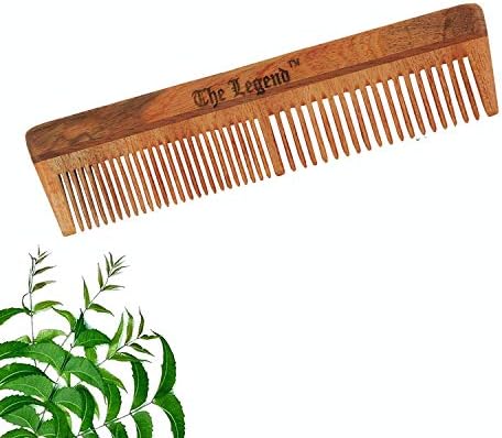 The Legend Organic Pure Neem Wood Comb - Handcrafted Anti-Static Wooden Comb for Men & Women, Chemical-Free Detangling & Scalp Comb for All Hair Types | Brown, 1 Count Pack of 1