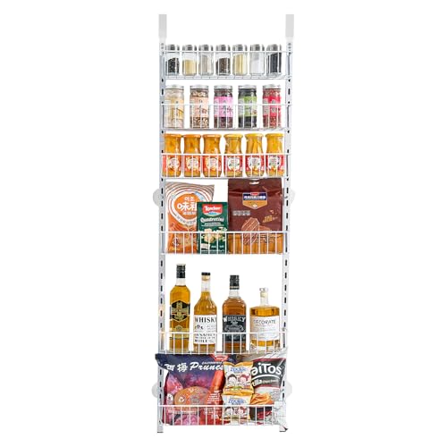 VEVOR Over the Door Pantry Organizer, 6-Tier Pantry Organization and Storage, Heavy-Duty Steel Hanging Spice Rack, Adjustable Wall Seasoning Shelves, for Home Kitchen Laundry Room Bathroom, White - Image 9