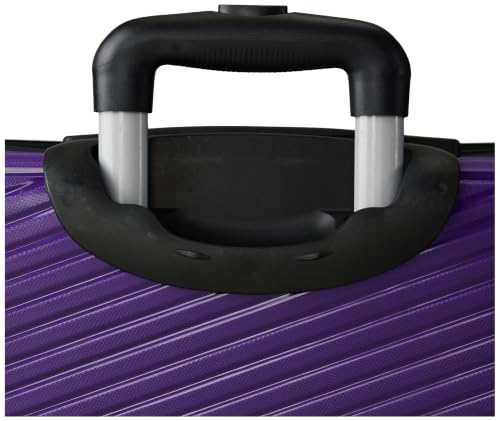 Image of Teakwood Large Size 8 Wheels Trolley Bag, Hard Cabin with Zipper Closure, Adjustable Push Button & Cross Side Strap, Number Lock System 360 Degree (Large, Purple)