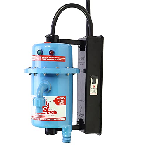 Mr.SHOT® MAX Instant Running Water Heater | Made of first class ABS plastic | Auto Cut Off and Manual Reset Thermostat | (3000W, ISI Certified) | BLUE-image-28