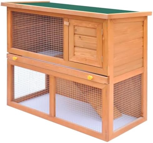 Outdoor Solid Pine Wood Rabbit Hutch - Rectangular Enclosure for Rabbits & Small Animals with Removable Tray - Durable, Weather-Resistant, Easy Clean Design
