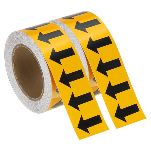 Image of sourcing map Directional Pipe Flow Arrow Adhesive Tape Pipeline Arrow Stickers 2 Inch x 65 Ft Pipe Identification Marking Labels for Pipe Flow Markers, Black on Yellow Pack of 2