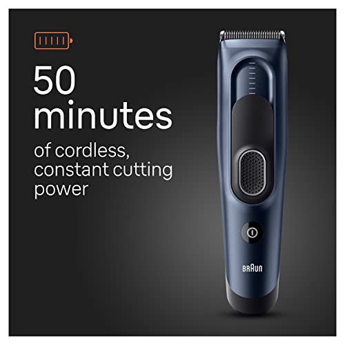 Braun Tagliacapelli Serie 5 5350, Tagliacapelli Da Uomo, Clip Per Capelli Di Casa Con 17 Impostazioni Di Lunghezza, Inclusa Impostazione Di Richiamo Memory Safetylock, Lame Ultra Affilate, 2 Pettini, - 5
