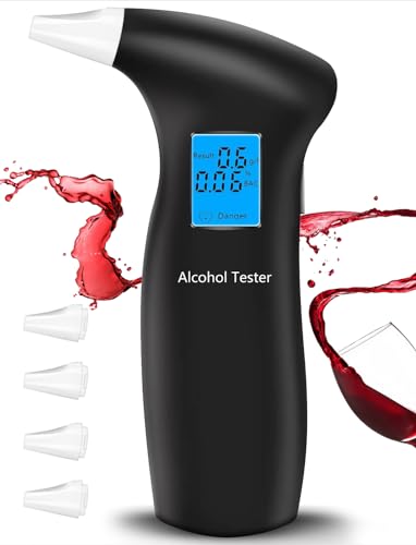 Breathalyzer,Accurate Breathalyzer for Alcohol Personal Alcohol Breathalyzer Tester with LCD Display 4 Mouthpieces for Personal&Professional Use