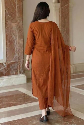 Ensemble kurta et pantalon en viscose rouille coupe fluide confortable taille M