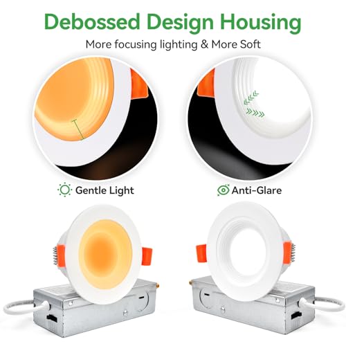 Togalonn 3 Inch Pot Lights LED Recessed Lights with Night Light, Dimmable & 5CCT Exterior Soffit Lighting, Lumiere Encastre Plafond po LED Downlight, cETL, IC Rate, 6W/2W, Cut-Out 3", 12 Pack by Togalonn - Image 5