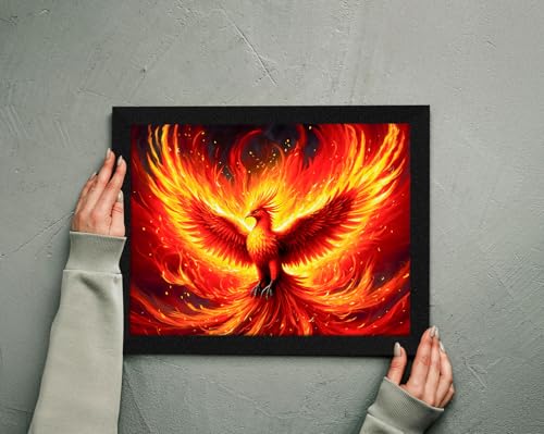 Image of ArtX Paper Phoenix Bird Picture As Per Vastu, Big Size Wall Art, Rising Phoenix Painting, Wall Decor, Multicolor, Nature, 10.0 X 13.0 inch, Set of 1