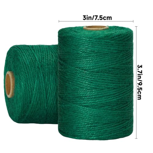 Image of KINGLAKE Green Jute Twine String 1312 Feet 2mm for Crafts Gift Wrapping | Jute Twine String for Crafts Gift Wrapping Christmas Packing Arts Decoration Wedding Gardening