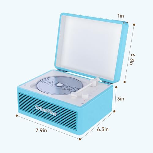 Image of Portable CD Player with Bluetooth 5.2, Rechargeable Battery & Built-in Speakers - Hi-Fi Retro Suitcase Design for Home Decor, AUX /TF Card Support - Ideal Gift (Light Blue)