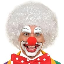 Beyaz Renk K v rc k Afro Bonus Peruk Sa  ve K rm z  S nger Burun Seti 5264