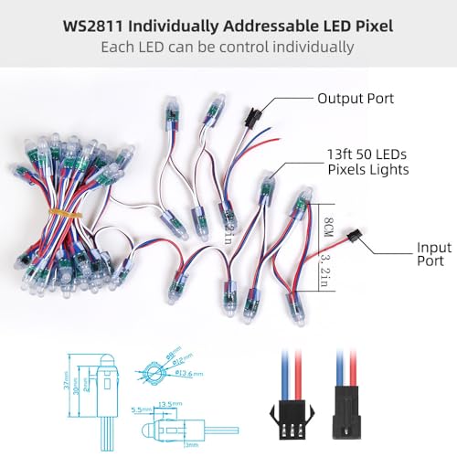 Image of Ruirui 500pcs DC5V 12MM WS2811 RGB Pixels Digital Individually Addressable Diffused Round LED String Lights Full Color Outdoor Waterproof