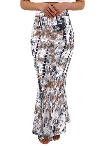 Women Fashion Summer Printed High Waisted Beach Maxi Skirts Long Skirt(Landscape Painting), M #TOP2