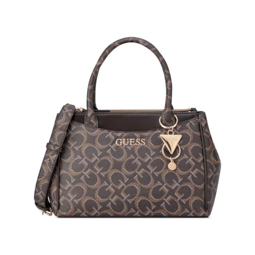 GUESS Bolsa feminina Lindsey pequena com compartimento duplo, Logotipo de carvão, One Size