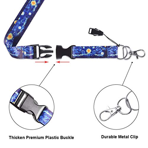 7haofang Céu Estrelado Porta-crachá de identificação Van Gogh Pintura Arte Colar Cordão Cordão