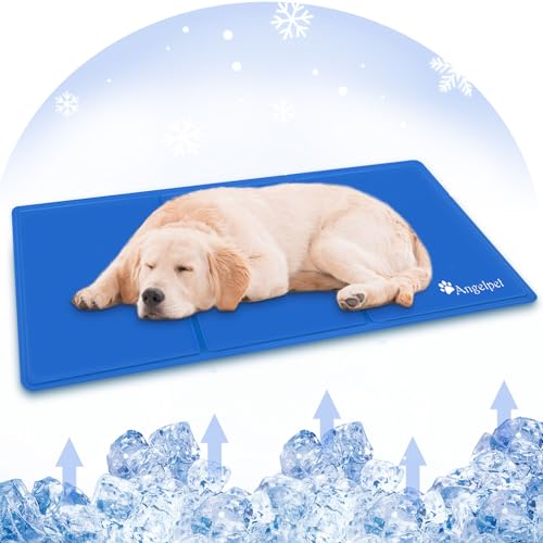 Angelpet ペット ひんやりマット【ペット専門家監修】犬 猫 夏用 クールマット 冷感ジェル 冷却マット ひんやりシート 暑さ対策 水・電気・冷蔵不要 折りたたみ 持ち運び 多用途 小中大型犬対応 90*50cm 純色ブルー