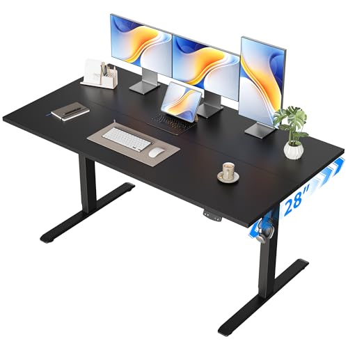 Image of Agilestic Electric Standing Desk, 55 x 28 Inches Height Adjustable Desk, Sit Stand up for Work Office Home, Ergonomic Rising Computer Table with Memory Preset, Black
