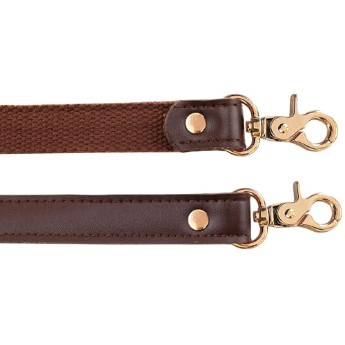 A ALLZEDREAM - Sangle de remplacement en cuir véritable pour sac à bandoulière en toile cousue, 2 pièces, marron, hardware doré – vue 4