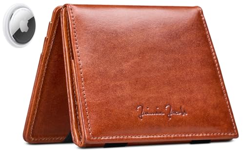 Jaimie Jacobs Flap Boy AirTag-Edition Portefeuille Magique avec RFID Blocage (Brun Foncé)
