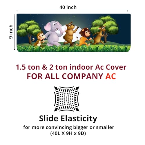 Image of Printed Split Ac Cover Indoor Unit For 1.5 Ton Capacity AC, Inner Unit Ac Cover, All Weather Cover /Attractive Digital Prints /Dustproof /Silken water-resistant Split Ac Cover (Jungle Safari)