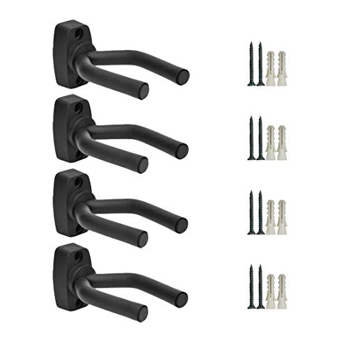 Guitar Hanger Wall Mount 4 Pack, Guitar Holder Wall Mount Hook Stand Display with Screws – Easy to Install – Fits All Size Guitars, Bass, Mandolin, Banjo, Ukulele - Les Beatles, Paul McCartney, John Lennon, RIngo Starr, George Harrison Guitar Hanger Wall Mount 4 Pack, Guitar Holder Wall Mount Hook Stand Display with Screws - Easy to Install - Fits All Size Guitars, Bass, Mandolin, Banjo, Ukulele