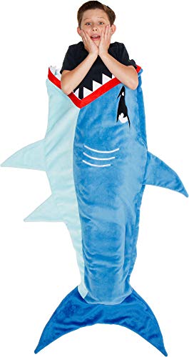 Silver Lilly Animal Tail Blanket - Plush Animal Sleeping Bag Blanket for Kids (Blue Shark) - Thumbnail 2