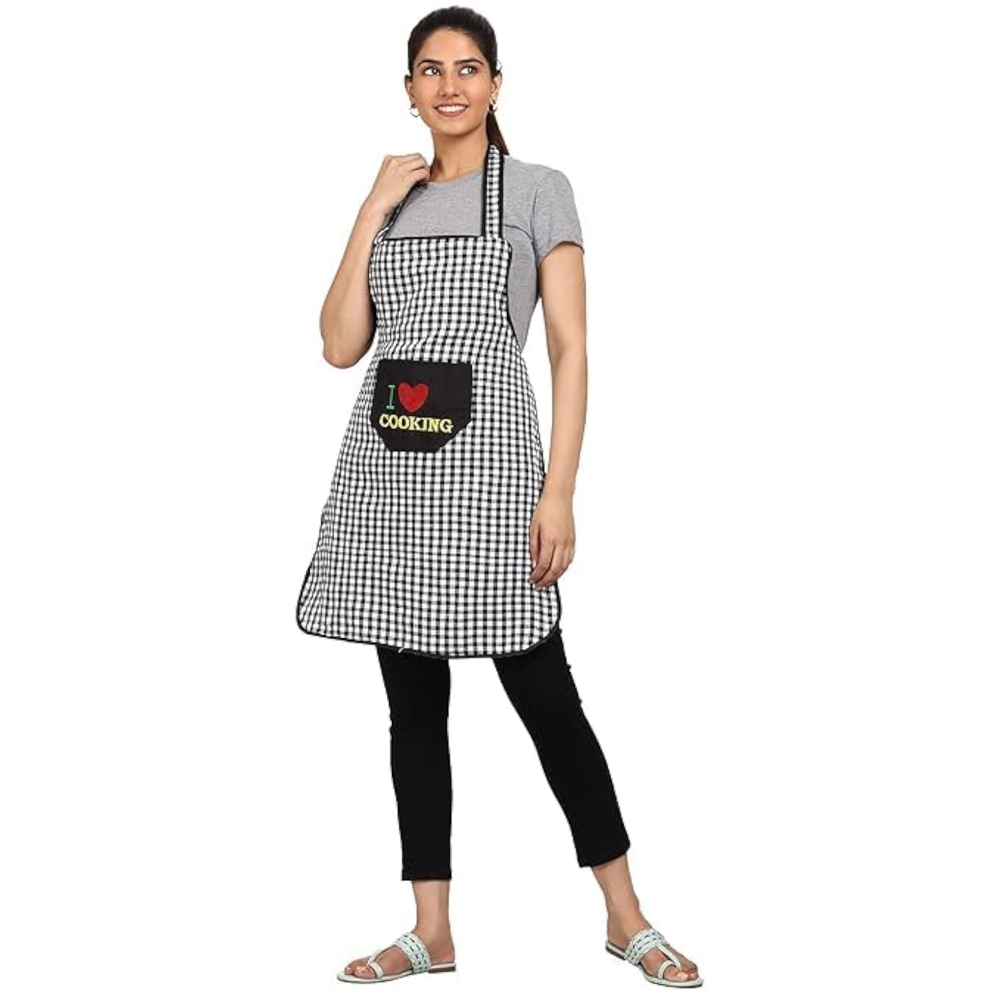 Cotton Checkered Design Waterproof Apron with Pocket