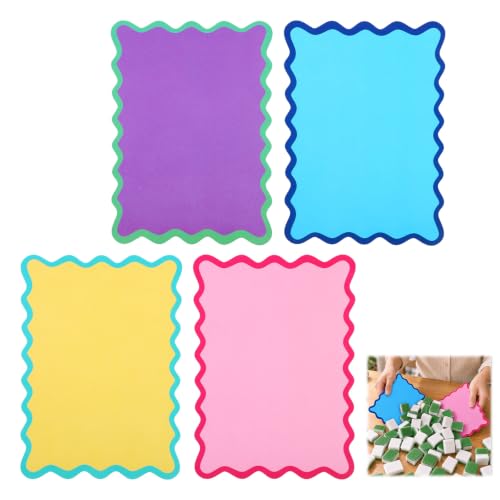 Sinbana 4pcs Mahjong Tile Mixer Shufflers with Wavy Edges (Colorful)