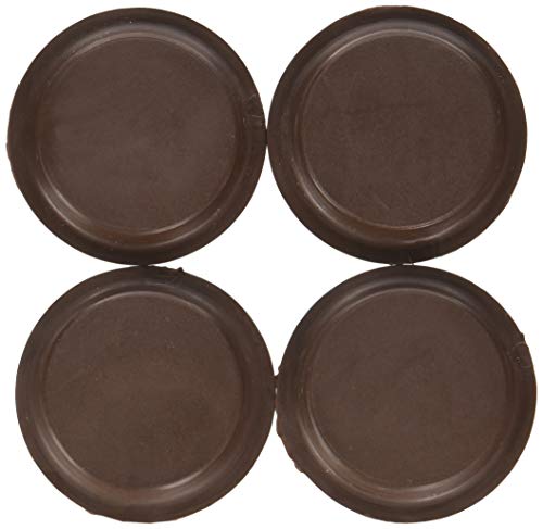 Merriway® BH01560 Non-Slip Rubber Castor Cups for Wood Hard Floors, Outer Dia.54mm (2.5/8 inch) - Small, Brown, Pack of 4