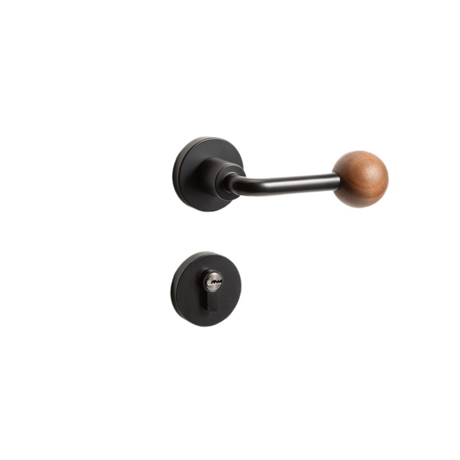 Kdhcvkz Black Solid Walnut Wood Indoor Door Lock Light Luxury Bedroom Split Silent Zinc Alloy Mechanical Furniture Handle Mute Locks(,With Key For Bedroom)