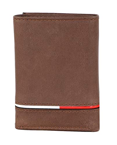 Tommy Hilfiger Men's Leather Leif RFID Trifold Wallet with Double ID, Brown3