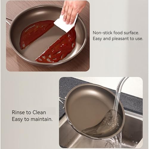 Poêle en titane avec couvercle anti-adhésive pour œuf et crêpe