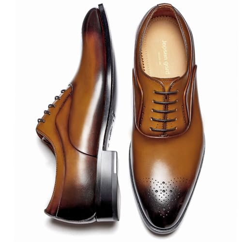 Image of Men's Dress Shoes Genuine Leather Oxfords Luxury Formal Business Suit Shoes with Blake Rapid Stitch