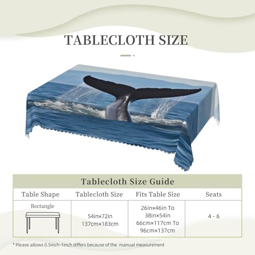 Nappe rectangulaire motif queue de baleine 137x183 cm imperméable