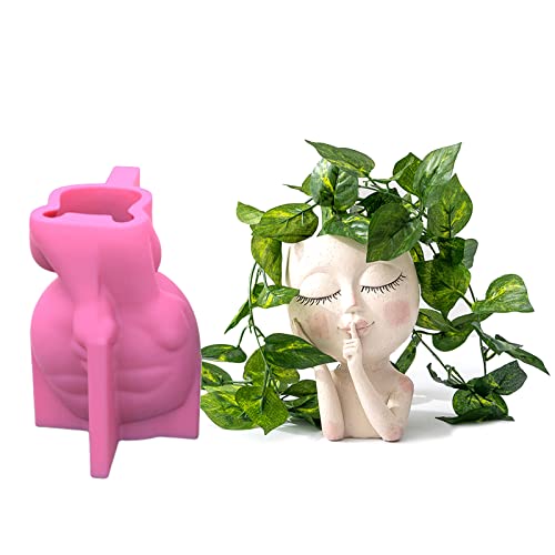Fogun Silicone Planter Mold Big Head Doll Flower Pot Vase Mold for Concrete Cement Resin Casting Mold for DIY Craft Tool