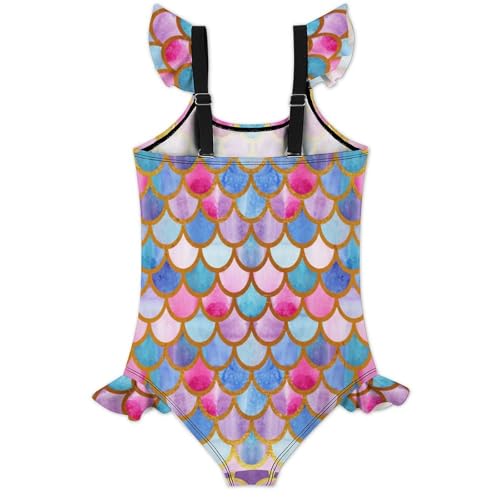 Image of Girls One Piece Swimsuit Cute Alpacas Hearts Stars Ruffles Swimwear Bathing Suits 3-12 Years