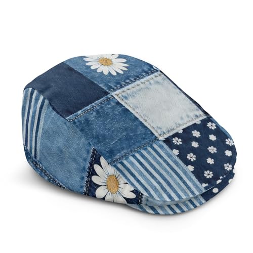 Casquette plate d'été femme gatsby chapeau cabbie golf conduite imprimé bleu