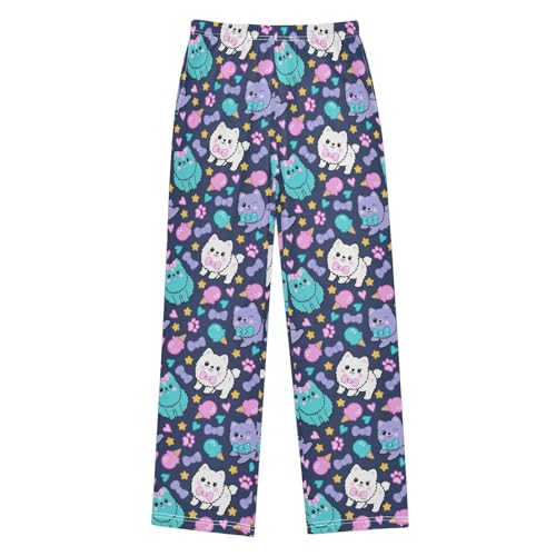 Pomeranian Love Heart Boys Long Pants Soft Trousers Elastic Waist Kids Lounge Bottoms with Pockets S-XL