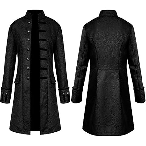 fagginakss Mens Steampunk Victorian Medieval Jacket Pirate Costume Viking Renaissance Formal Tailcoat Gothic Victorian Tuxedo Coats Black Cover