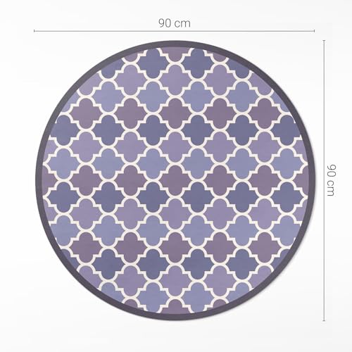Tapis vinyle rond intérieur PVC maison cuisine salon chambre résistant 90cm