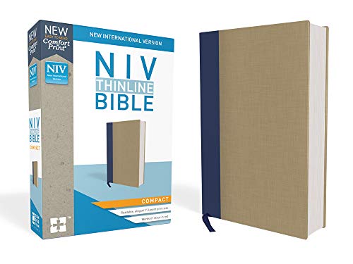 NIV, Thinline Bible, Compact, Cloth over Board, Blue/Tan, Red Letter, Comfort Print
