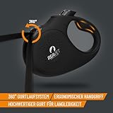 ReaVET Rollleine Hundeleine ausziehbar 8m für große Hunde (XL) I Ergonomischer & Rutschfester Griff I Hundeleine Einziehbar, Robuste Ausziehleine mit Brems-Stopp-System I Leine Hund bis 50kg