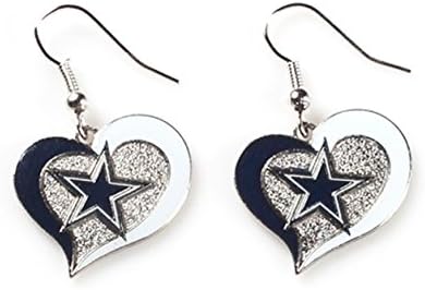 Aminco NFL Dallas Cowboys Swirl Heart Earrings
