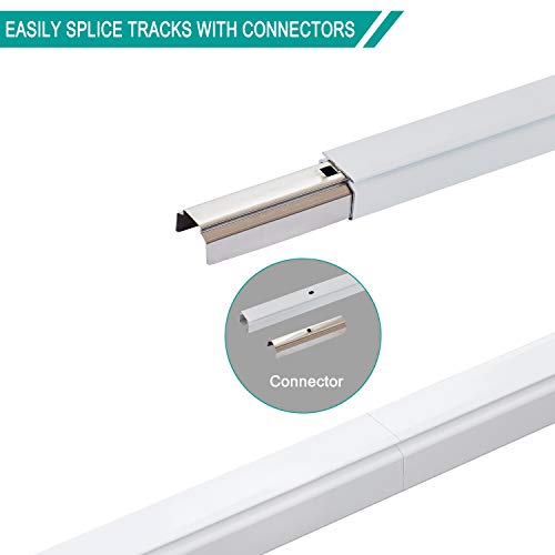 ChadMade Aluminum Ceiling Curtain Track Set with Hooks, 9ft - 12ft Adjustable Length Ceiling/Wall Mount Curtain Rail System For Grommet/Pleated Drape, Sliding Door Track, White