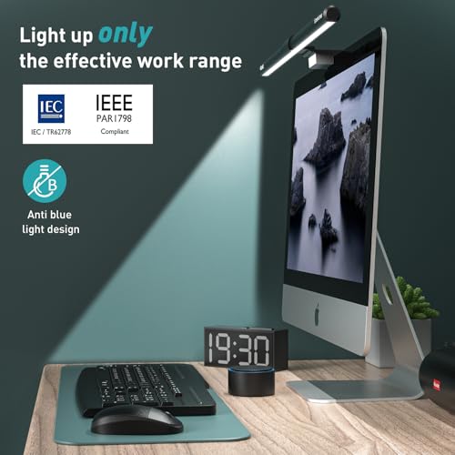 Image of Quntis Aluminium Monitor Light Bar PRO+ With Rem0Te Control Eye-Care Technology Computer Monitor LED Lamp Dimmable Screen Light Bar With Auto-Dimming No Screen Glare Home Office Desk Lamp Black
