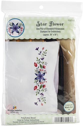 Paire de taies d'oreiller de broderie facile Tobin motif Fleur étoilée
