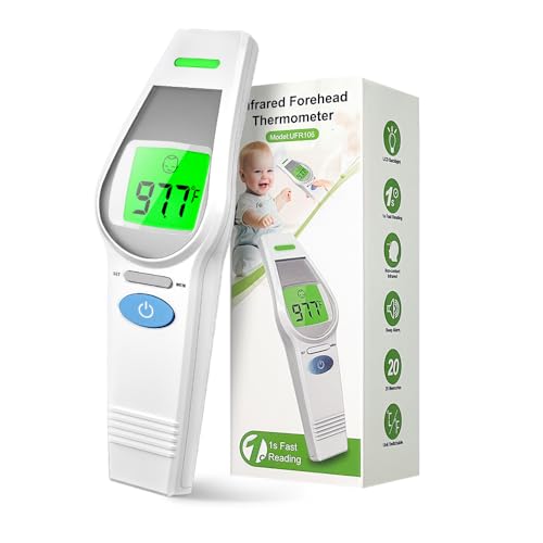 Termómetro Digital Frente Para Niños y Adultos,HOLFENRY Termometro Digital Bebe Sin Contacto Termometro Infrarrojos con Pantalla LCD y Fiebre Alarma Monitor de Temperatura Frontal, Comida y Ambiente