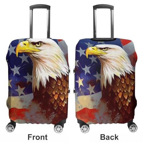 Travel Luggage Cover Elastic Suitcase Protector Anti-Scratch Washable American USA Flag Eagle Art Luggage Sleeve Tsa Approved Carry on Covers Baggage Cover Fits 18-32 Inch Luggages3
