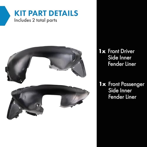 Image of TRQ Front Inner Fender Liner Set Compatible with 2012-2015 Volkswagen Passat VW1248123 VW1249123