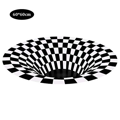GAODA Alfombra Llusión 3D | Alfombra de Llusión Óptica | Alfombra Vortex Lllusion Felpudo para Sala de Estar Alfombra Antideslizante para Sala de Estar Dormitorio Oficina Blanco Y Negro